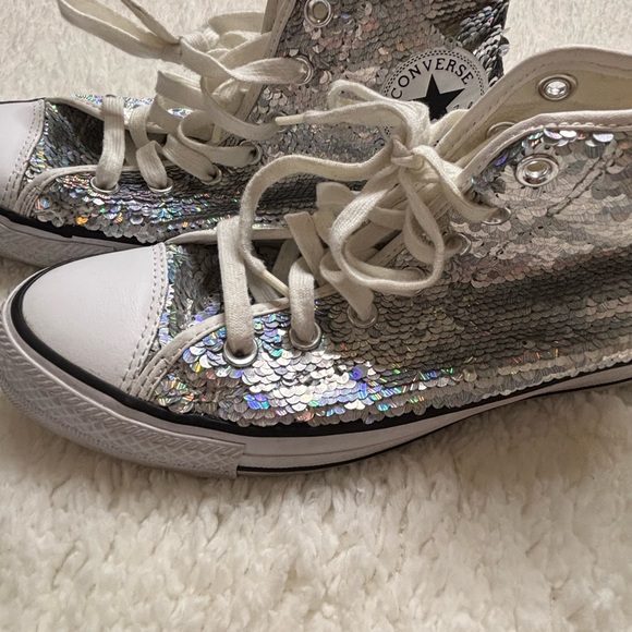 Converse All Star Women's Sequin Sneakers - Silver - Picture 4 of 4